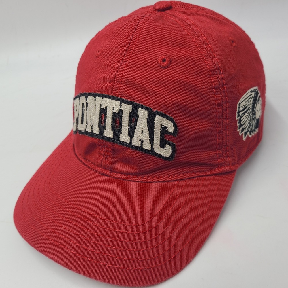 Pontiac Hat Strapback Legacy Red White Chief Logo Native American Car Casual Men
